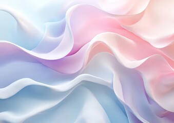 Obraz premium Soft pastel background with light blue, pink, and purple wavy lines on a white background.