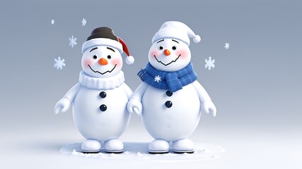 christmas greeting card with copy space, two snowman