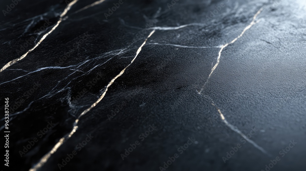 Poster black stone with a polished, slightly reflective surface, showing faint patterns and a subtle textur