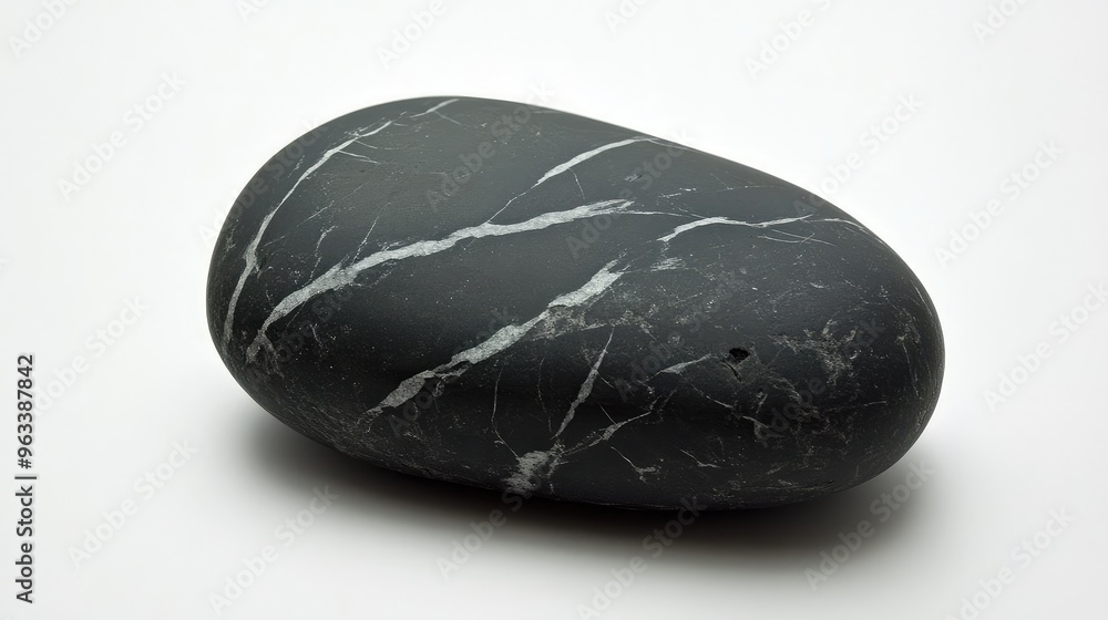 Poster smooth black stone with a slightly glossy finish, showing faint natural patterns and a subtle textur