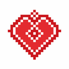 Pixelated Red Heart Design in Retro 8 Bit Style