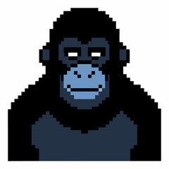 Naklejka premium Pixel Art Gorilla Illustration Retro Digital Pop Culture Ape Design in 8 Bit Style