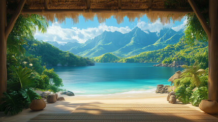 Lac pittoresque entouré de montagnes, avec une eau cristalline, ciel bleu, et forêt verdoyante, idéal pour le tourisme et les paysages d'été.