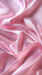 Obraz premium Closeup of smooth pink satin fabric with soft folds, background