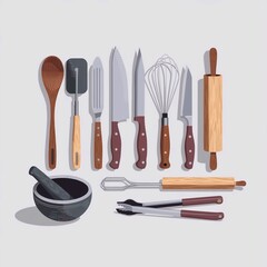 set of kitchen utensils illustration