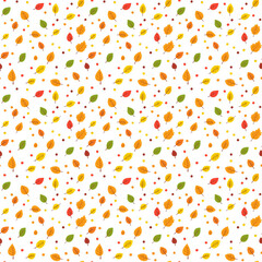 seamless tile of pretty orange illustrated autumn leaves