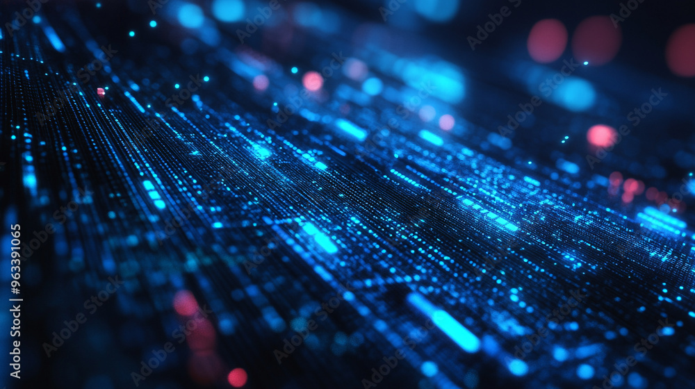 Wall mural digital technology background. network connection dots and lines, modern city with network connectio