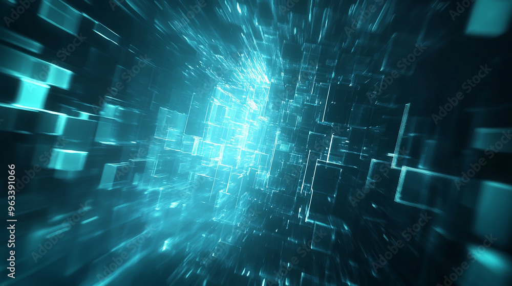 Wall mural digital technology background. network connection dots and lines, modern city with network connectio
