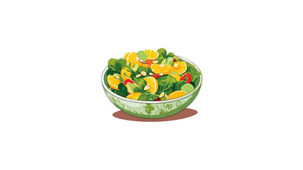 A bowl of mixed greens with cherry tomatoes, cucumbers, and balsamic vinaigrette illustration vector transperent background image 