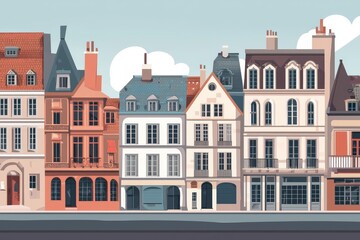 Obraz premium A Row of Classic European Buildings: A Charming Street Scene