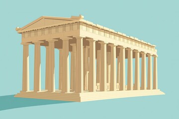 Obraz premium A Simple Illustration of the Parthenon: A Glimpse into Ancient Greece's Architectural Majesty