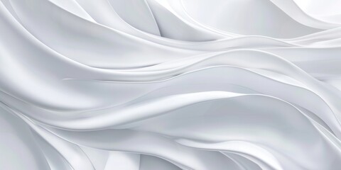 Obraz premium Abstract white fabric waves flowing in soft curves. Elegant minimalist design concept for background and textures.