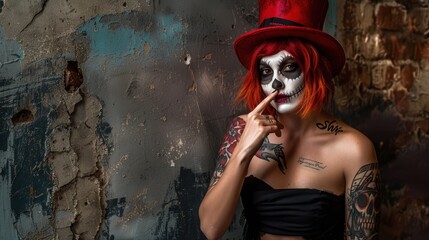 Obraz premium The Woman with Skull Makeup