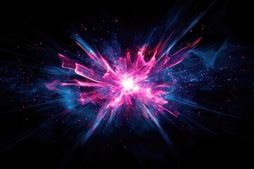 Fototapeta premium A vibrant burst of neon light explodes against a dark backdrop, creating a dazzling display of color and energy.