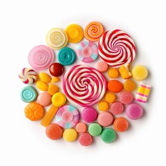 So many type colorful sweet candy isolated on a white background