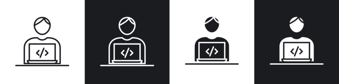 Programmer icon in filled and stroke