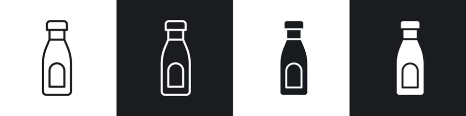 Sauce bottles icon in filled and stroke