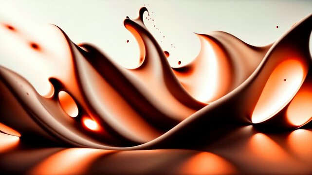 liquid hot caramel. splashes, drops, liquid, fluid. homemade milk cream dessert. loop animation of melted sweet nougat flow. food and drinks seamless footage.