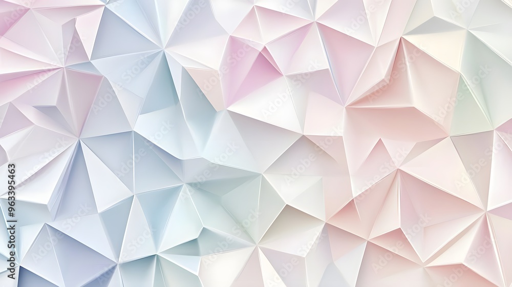 Poster a soft, colorful geometric background featuring abstract triangular patterns in pastel shades, perfe