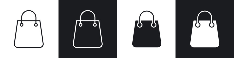 Shopping bag icon in filled and stroke