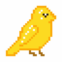Fototapeta premium Retro Pixel Art Yellow Bird Nostalgic 8 Bit Animal Illustration for Vintage Themed Design