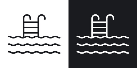 Swimming pool icon in filled and stroke