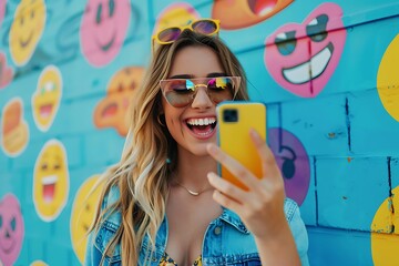 A beautiful young woman vlogger or influencer