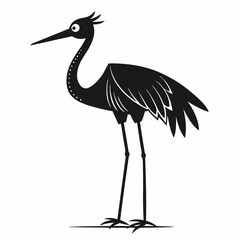 Obraz premium Minimalist Black and White Crane Illustration Simple Vector Art of Elegant Bird Design