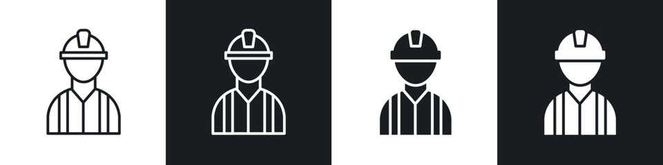 Worker icon in filled and stroke