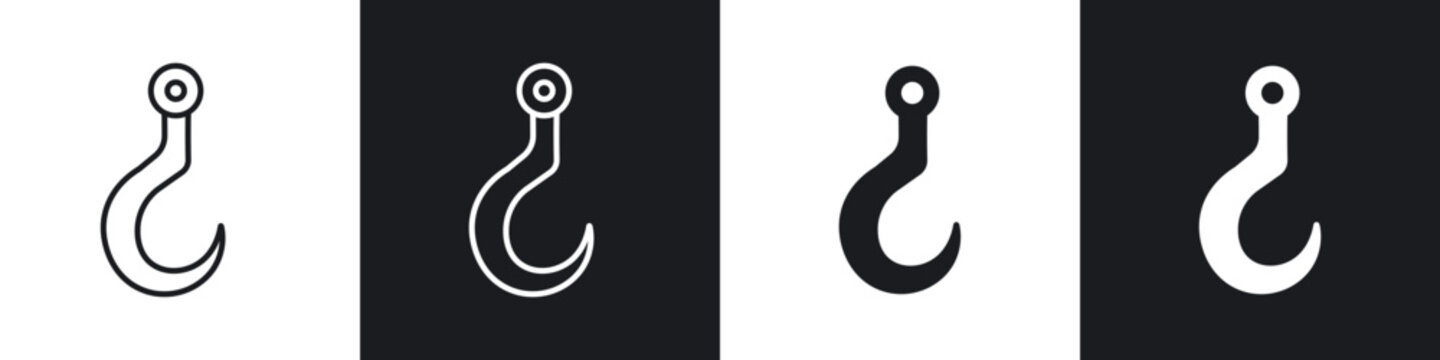 Winch hook icon in filled and stroke