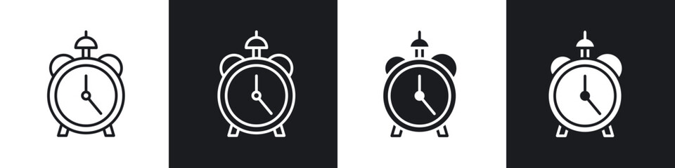 Alarm clock icon in filled and stroke