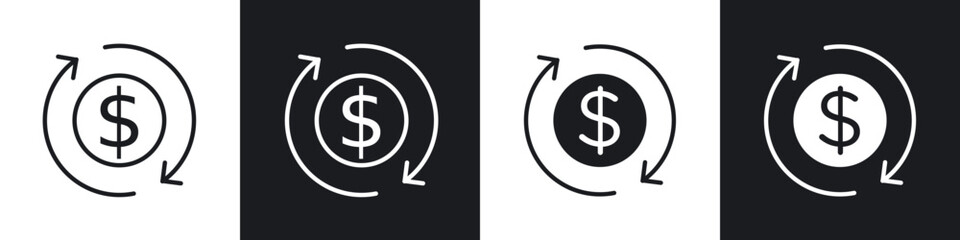 Cash flow icon in filled and stroke
