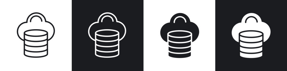 Cloud database icon in filled and stroke