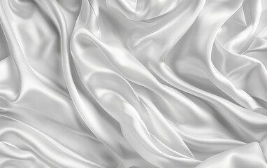 Obraz premium Close-up of flowing white satin fabric with smooth curves. Elegant textile design for backgrounds and wallpapers.