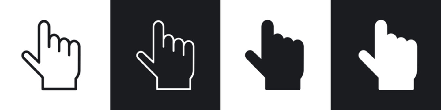 Cursor hand icon in filled and stroke