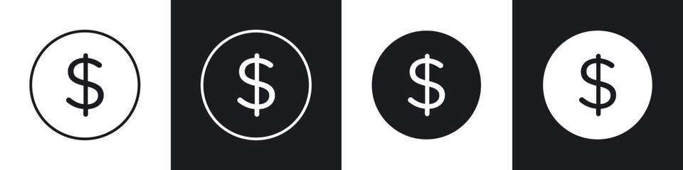 Dollar icon in filled and stroke