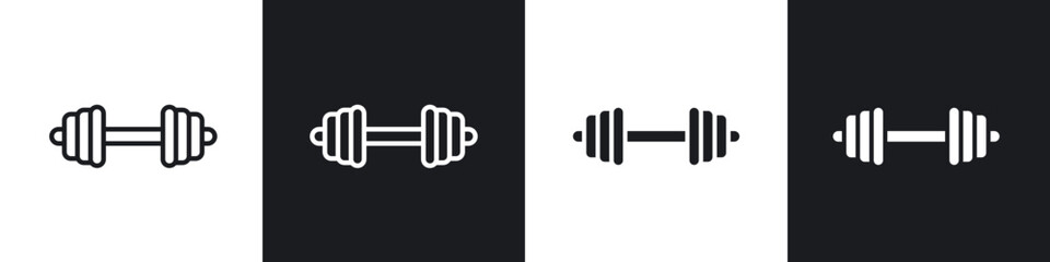 Dumbbell pair icon in filled and stroke