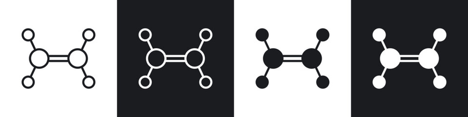 Ethylene molecule icon in filled and stroke