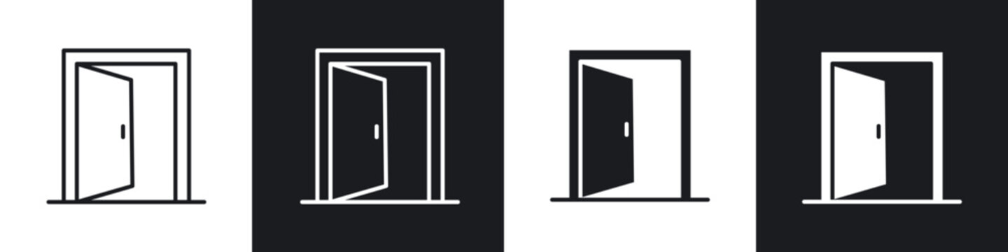 recommend clip art: Entrance door icon in filled and stroke