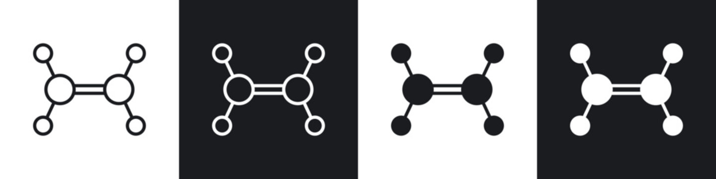 Ethylene molecule icon in filled and stroke