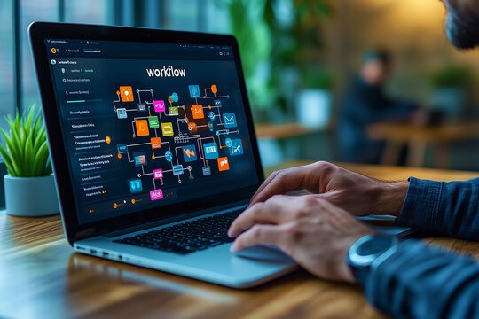 Les hommes d'affaires utilisent la technologie d'intelligence artificielle IA pour am&eacute;liorer l'analyse des donn&eacute;es sur l'efficacit&eacute; du travail et des outils efficaces. Lib&eacute;rer le potentiel de travail 