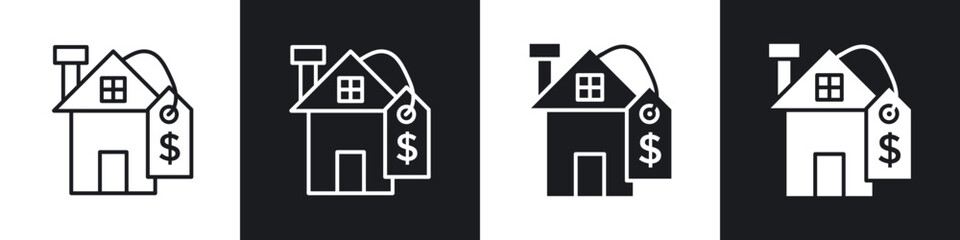 House for sale icon in filled and stroke