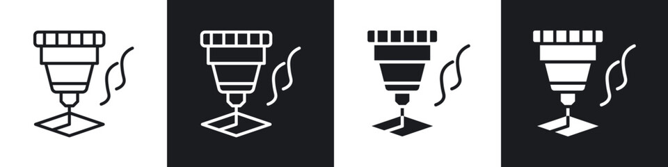 Laser machine icon in filled and stroke