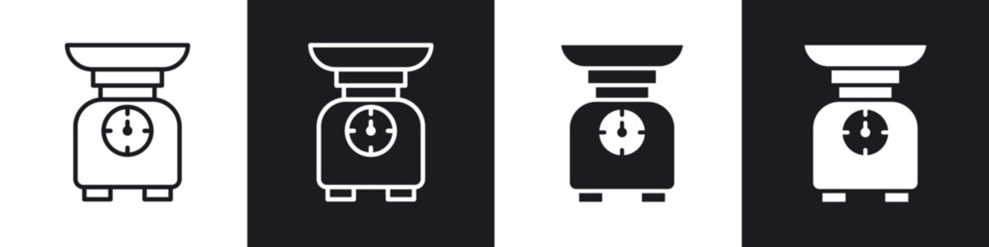 Kitchen scales icon in filled and stroke