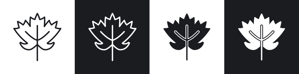 Maple leaf icon in filled and stroke