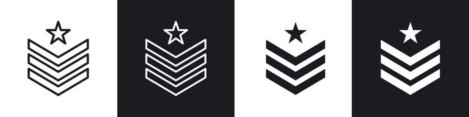 Military rank badge icon in filled and stroke