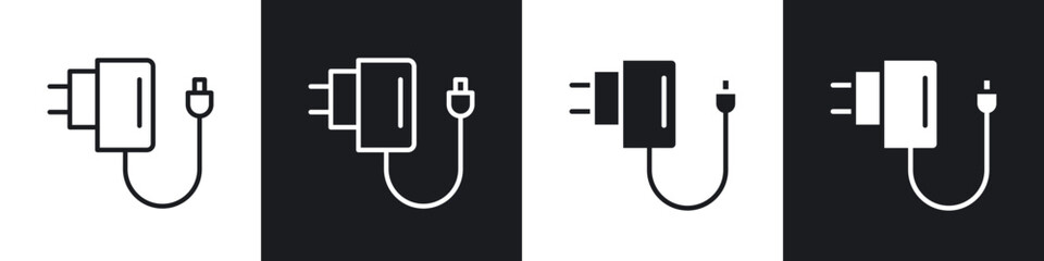 Mobile charger icon in filled and stroke