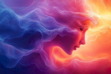 Fototapeta premium An abstract swirling blend of warm and cool colors depicting the ebb and flow of emotions