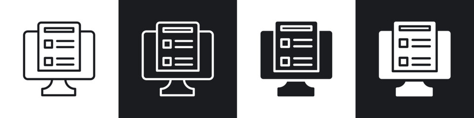 Online exam test icon in filled and stroke