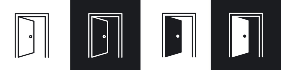 Open door icon in filled and stroke